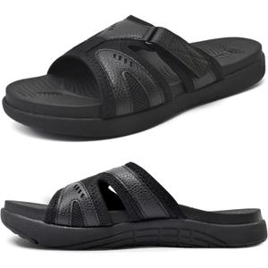 COFACE Mens Sport Recovery Sandals Plantar Fasciitis Soft Cushion Lightweight Orthotic Slides for Men (10.5, Allblack)