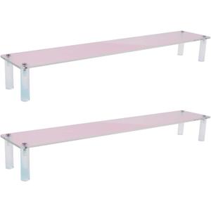 MY MIRONEY 2PCS Acrylic Display Stand Iridescent Display Shelf Figurines Organizer Cupcakes Holder for Cake Food Desserts Figurines Collectibles Perfume Jewelry Makeup(15.75" x 2.95" x 1.97")