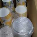 100 Pcs 12 Oz Capri Lemon Disposable Coffee Cups with Lids Yellow Lemon Paper Drinking Cup for Hot Cold Beverage Drink Juices for Lemonade Stand Supplies Summer Party Bride Shower