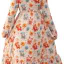 RONGTAI Girl Layered Swing A-Line Long Sleeve Dress Lightweight Casual 5D Printed Party Dresses for Little Kids 12-13Y