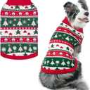 PUPTECK Christmas Dog Sweaters for Cold Weather, Soft Outfit Warm Winter Coat Knitted Dog Clothes for Small Medium Large Doggies Puppy Indoor Outdoor Walking, Colorful Design, Classic (Red&Green)