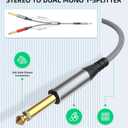 Tisino 1/8" to 1/4" Stereo Y-Splitter Cable-6.6ft, 3.5mm TRS to Dual 1/4" 6.35mm TS Mono Audio Breakout Cord for Phone, CD & MP3 Players, Speakers & Amps