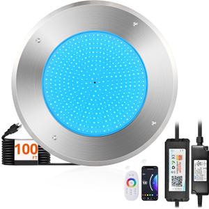 LEDIARY Ultra Slim LED Pool Lights for Inground Pool, 120V 54Watt Swimming Pool Lights with 100FT Cord, RGB Multicolor, IP68 Waterproof Pool Underwater Light for 10" Wet Niches (Transformer Included) (RGB (Red, Green, Blue))