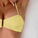 Fanuerg Women's Ribbed Bikini Sets U Wire Adjustable Spaghetti Straps Swimsuit Textured Ruched Two Piece Bathing Suit (Yellow, XS)