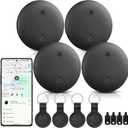 Android Tracker Tags, 4 Pack Google Certified Smart Tracker with Silicone Cases, Works with Google Find Hub for Keys, Luggage, Backpacks, Pets, IP67 Waterproof & Replaceable Battery (Android Only)