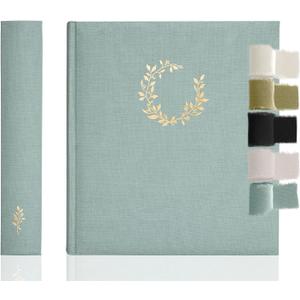 Premium Scrapbook Album  Photo Album with Writing Space  100 Pages for Multiple Sizes 4x6, 5x7, 6x8, 8x10  Holds 500 Photos  Wedding, Baby, Travel & Family Memories (Powder Blue)