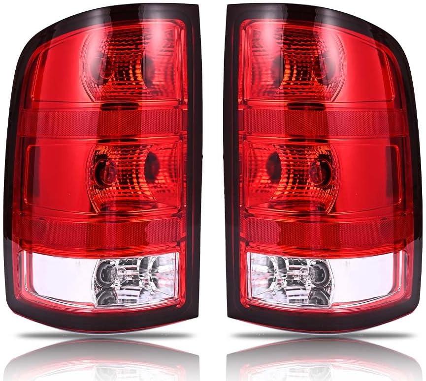 Tail Lights for 2007 2008 2009 2010 2012 2013 GMC Sierra, GMC Sierra 1500 2500HD 3500HD, Tail Light Assembly Driver & Passenger Side Taillights, Sierra Brake Rear Lamp, Red, 1 Pair
