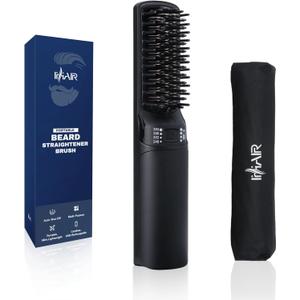 Premium Beard Mini Straightener Brush, Professional Straightener Brush for Men, Rechargeable 6400 mAh Straightening Tool Heated Comb, for Short & Long Beards for Home and Travel