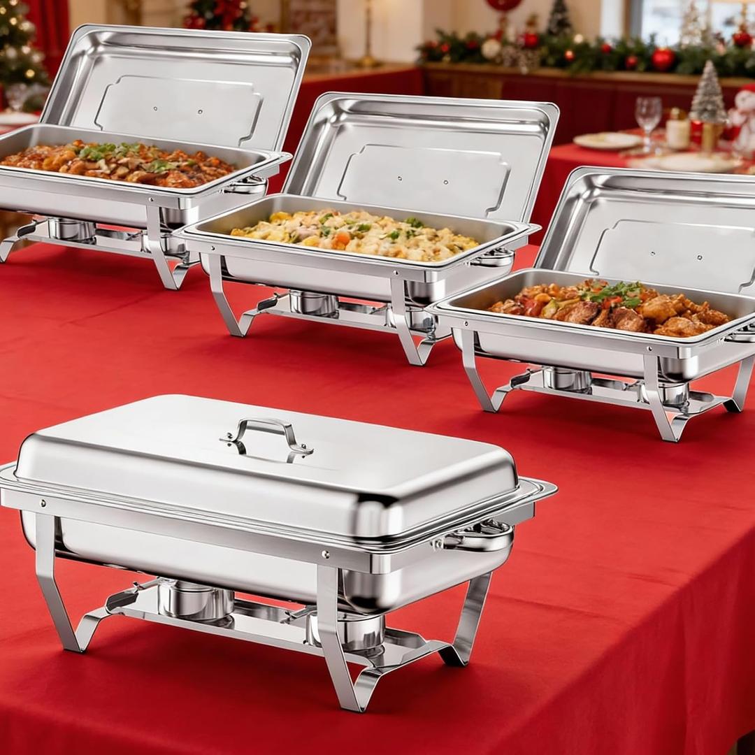 Chafing Dishes for Buffet Set 4 Pack 9QT Chafing Dish Buffet Set | Food Warmers Stainless Steel chafing dish for Catering Parties & Events