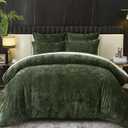 Ivellow Crushed Velvet Comforter Set King Green Comforter Set 5pcs Ultra Soft Lightweight Breathable Bedding Set Luxury Cozy Flannel Comforter King Size (1 Comforter,2 Pillow Shams, 2 Euro Shams