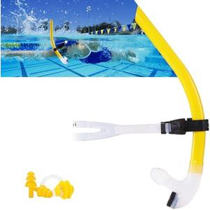 Focevi Swim Snorkel for Lap Swimming，No Loud gurgling Noise No Hurt Forehead No Slip Swimming Snorkeling Training for Adult/Kid/Youth,Swimmer Snorkle Center Mount Snorkel One-Way Purge Valve