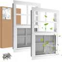 16" W x 20" H Shed Window,Sliding Window, Aluminum White Flush Mount with Tempered Glass and Stainless Steel Screen, Playhouse Window, Chicken Coop Window, Household Window (White 2 Pack)