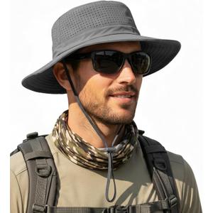 Men Breathable Adjustable Safari Boonie Hat (Gray)