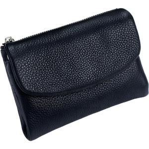 Unisex Pebble Leather Wallet, 5.3In Short Genuine Leather Coin Card Holder, Unisex Clutch Bags, Can Hold Coins, Id Cards (Black)