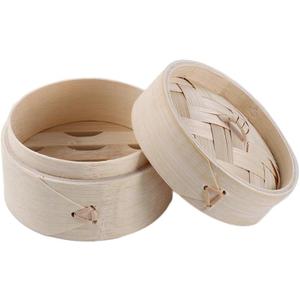 Leadigol 3.94" Bamboo Steamer: Multi-use Dumpling & Food Steamer, Small Fish Steamer Basket with Lid for Rice, Vegetables, Meat