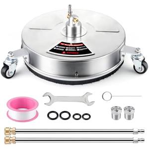Siebwin 15" Pressure Washer Surface Cleaner with 3 Wheels Extension Wands - 4000psi Stainless Steel Surface Cleaner for Pressure Washer Attachment for Concrete, Driveway, Sidewalk