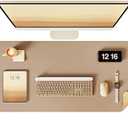 YSAGi Double-Sided Desk Pad, 31.5"x15.7"Leather Desk Mat, Eco Cork Desk Pad Protector,Large Mouse Pad,Waterproof Desk Blotter for Office/Home(Apricot)