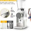 Conical Burr Coffee Grinder with 40mm Stainless Steel Burr, 34 Grind Settings Anti-static, Electric Espresso Grinder for Home Use Perfect for Espresso, Drip Coffee, French Press & Cold Brew, White