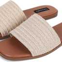 Tscoyuki Slides Sandals for Women Basic Slip On Flat Sandals Open Toe Comfort Beach Sandals Slippers for Casual Dressy Summer