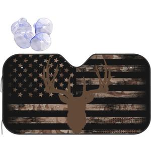 American Flag Camouflage Car Windshield Sunshade Front Window Sun Visor Protector Foldable Shield Cover for Truck SUV (Small, White9)