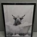 Highland Cow in Bathtub Wall Decor for Bathroom, Funny Animal Painting Pictures Canvas Wall Decor, Cute Animal Poster Art for Bathroom, Modern Black Frame Canvas Prints Ready to Hang 16"x20" (PH-009)