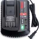 V20 Battery Fast Charger Compatible with Craftsman V20 Series 20V Lithium Battery CMCB202 CMCB204 CMCB203 CMCB206, Replacement for 20 Volt Charger CMCB100 CMCB102 CMCB104 CMCB124, with 2 USB Ports