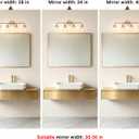 Vintage Bathroom Vanity Light, Brown Bronze Vanity Lighting, 4-Light Bathroom Lighting Fixtures Over Mirror, Elegant Flower Glass Light with Clear Shade, Gold Wall Sconce Lighting for Bedroom, 24.8in