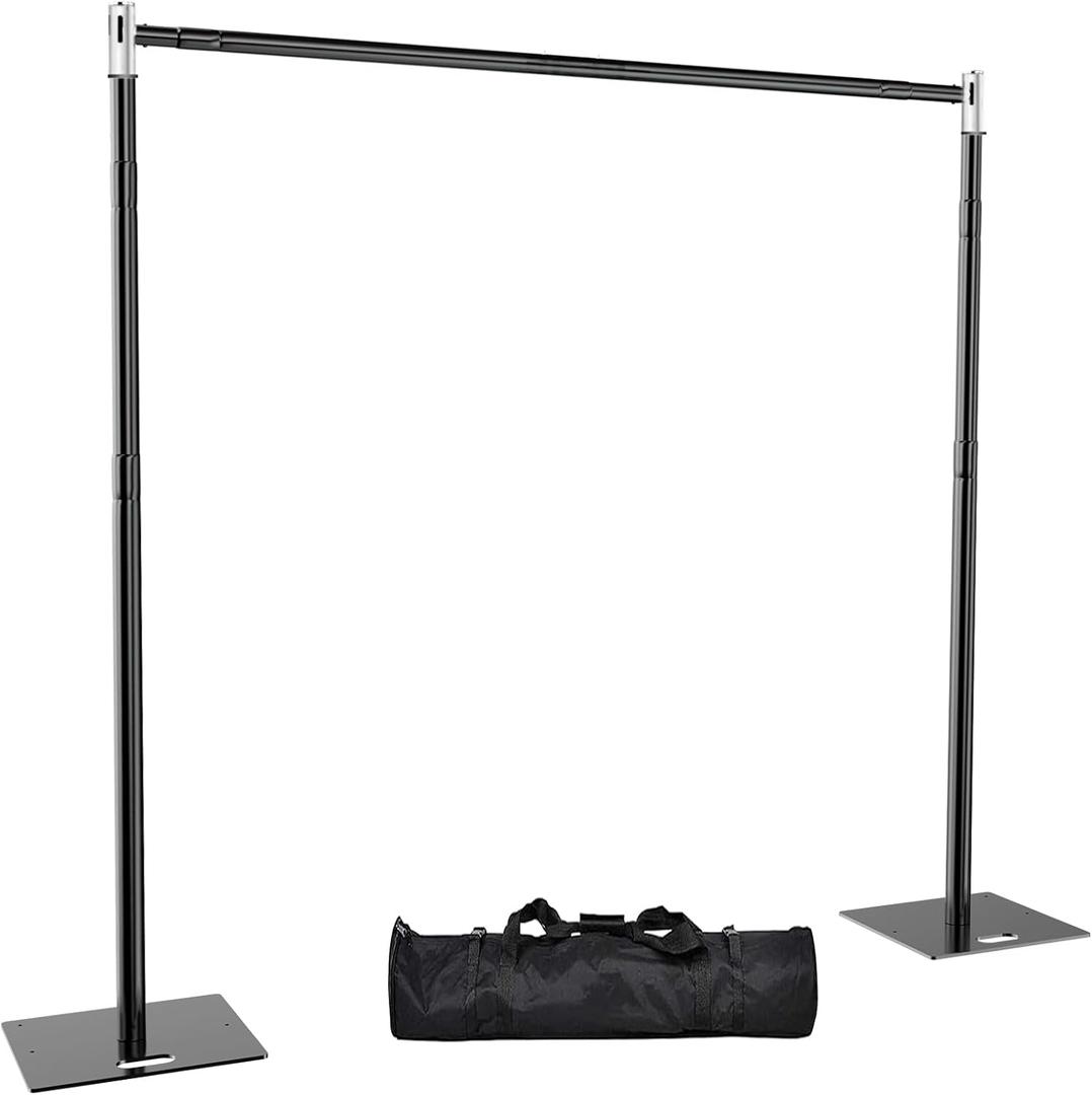 TOCRETOARE Pipe and Drape Backdrop Stand 10FT x 8FT, Adjustable Backdrop Stand Heavy Duty, Background Stand, Backdrop Stand for Parties, Photography, Wedding, Birthday Decoration (10ft x 8ft)