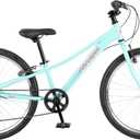 Retrospec Dart Kids Bike - 7-Speed Hybrid Bicycle for Ages 6-11 with 29in All-Season Tires & Shock Absorption - Adjustable Height Youth Bike with V-Brakes & Smooth Gear Shifting, Seafoam, 24 