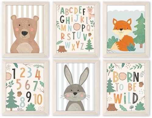 Hadley Designs 6 Adventure Nursery Wall Decor - Unframed Baby Boy Nursery Decor, Mountain Decors for Boys Room, Adventure Wall Decors, Mountain Prints for Kids, Made in USA