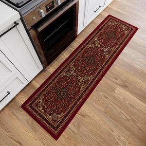Ottomanson Hallway Runner Rug 1'10" x 6' Non Slip Oriental Area Rugs Easy to Clean Laundry Rug Runner Durable & Pet Friendly Floor Carpet Runners for Hallways Entryway Living Room Kitchen, Red
