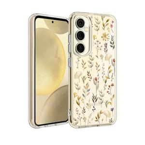 Unov Case for Galaxy S25 Galaxy S24 Case Clear with Design Soft TPU Shock Absorption Slim Embossed Floral Pattern Protective Back Cover 6.2 inch (Golden Garden)