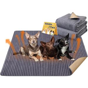 Dog Crate Mat, 2 Pack 36"54" Flannel Washable Pet Mat for Dogs and Cats, Non-Slip Pet Pad for Kennel Training, Absorbs Urine and Waterproof Pad for Sofa Bed Crate Kennel Car Seat FloorGray