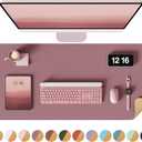 YSAGi Double-Sided Desk Pad, 31.5"x15.7"Leather Desk Mat, Eco Cork Desk Pad Protector,Large Mouse Pad,Waterproof Desk Blotter for Office/Home(Dark Pink)