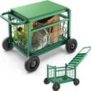 FLINTER Rolling Garden Work Seat with Wheels, Upgraded Heavy Duty Gardenning Cart with Seat - Garden Rolling Stools with Wheels for Seniors, Lawn, Patio & Backyard Gardening, Green