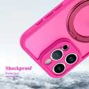 AIGOMARA Phone Case for iPhone 16 Pro Max [Compatible with MagSafe] Hot Pink Magnetic Kickstand Case with Screen Protector Soft TPU + Hard PC Shockproof Anti-Scratch Cover for Women Men