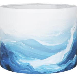 Lamp Shades for Table Lamps, 13 "Top x 13" Bottom x 10 "Heigh(Spider) Blue Lamps Shades with Waves and Oceans, Lamps Shades, Fabric Drum Lamp Shades, Support E26/E14 Base(1Pack)