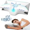 Cervical Pillow for Neck Pain Relief, Cooling Contour Memory Foam Pillows Support Odorless Ergonomic Neck Pillow Adjustable Orthopedic Bed Pillow for Side Back Stomach Sleeper,1 Pack (Queen, White+ Grey)