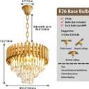 Modern Gold Crystal Chandelier 16" Round Chandeliers for Dining Room 3 Tiers Ceiling Pendant Light Fixtures Adjustable Hanging Chandeliers for Living Room Foyer Bedroom Kitchen