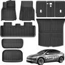 Weize Floor Mats for Tesla Model Y Juniper 2025 2026 5-Seat, All Weather Non-Slip Front Rear Cargo Liner Second Row Seat Back Mats Trunk Mats Interior Accessories, 9 PCS Full Set