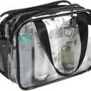 Auseibeely Clear Toiletry Bag for Women Men, Portable Large Travel Makeup Bag, Waterproof & Draining Transparent Cosmetic Bag, Carry On Airport Airline Compliant Bag
