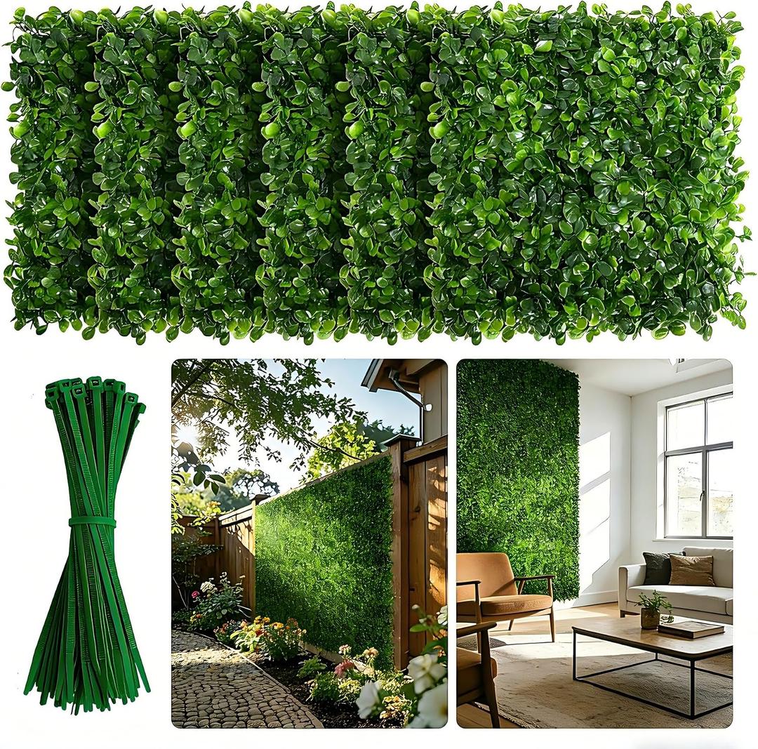 Artificial Grass Wall Panels 20"x20" 12Pcs Greenery Wall Panels | UV Resistant Boxwood Hedge Privacy Fence Screen for Indoor Outdoor Patio Balcony Garden Decor
