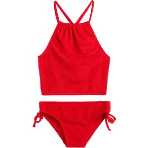 Kanu Surf Girls Daisy UPF 50 Beach Sport Halter Tankini 2-Piece Swimsuit (6X, Popcorn Solid Red)
