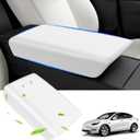 Car Center Console Cover, Designed for Refresh Tesla Model Y 2021-2025/Model 3 2021-2023, Anti-Scratch & Stain-Resistan Non-Slip Armrest, Easy InstallationWhite