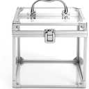 Okllen Crown Boxes for Pageants, Transparent Acrylic Portable Cosmetic Case, Crown Case for Vanity, Bathroom Counter, Dresser, Silver