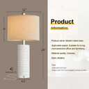 PORTRES 24" Modern Ceramic 3-Way Dimmable Touch Table Lamp Set of 2 for Bedroom White Farmhouse Bedside Lamps with USB A+C Charging Ports for Living Room Nightstand Lamp End Table Lamps