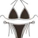 ZAFUL Women Triangle Bikini Sets Sexy Two Piece Swimsuit Halter V Neck String Bathing Suits Tie Side Swimwear 2025 (Brown, L)