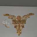 Exquisite Shiny Clothing Decorative Appliques Pure Hand-Sewing Beads Rhinestones Trim Patches Luxurious Design for Clothing Necklines (Champagne)