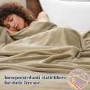 PHF Ultra Soft Fleece Blanket Queen Size, Cozy 300gsm Lightweight Bed Blanket, No Shed No Pilling, Plush Anti-Stati Microfiber, Room Home Decor Gifts for Women and Men, 90" x 90", Khaki