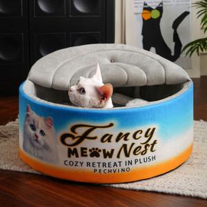 Covered Cat Bed  19.7" Cozy Hideaway with Soft Lid Design  Enclosed Plush Cave for Indoor Cats and Kittens Can Shape Bed